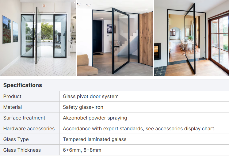 Modern Home French Design Pivot Front Entry Doors Villa Exterial Glass Door