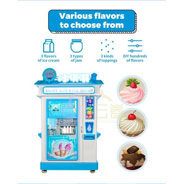 21.5 Inch Screen Automatic Soft Ice Cream Robot Vending Machine