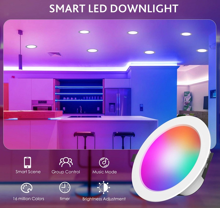 Smart Downlights APP Group Control Bluetooth Mesh Network Led Music Bulb