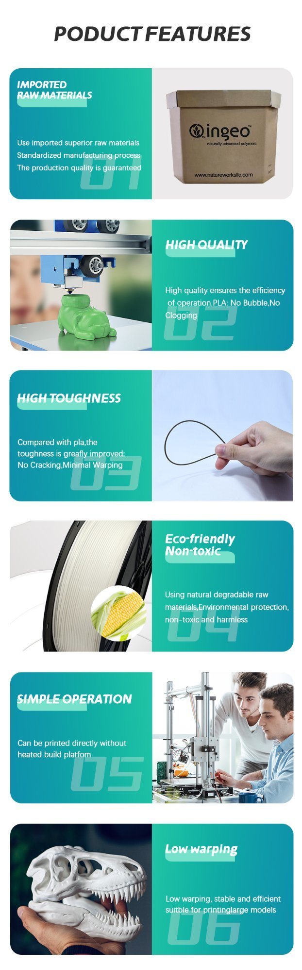 PLA Filament Iboss Factory 3D Printer 18 Colors Transparent Green