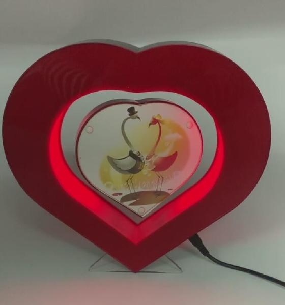 Quality led light red magnetic levitation photo frame display stand ,floating picture frame display racks for sale