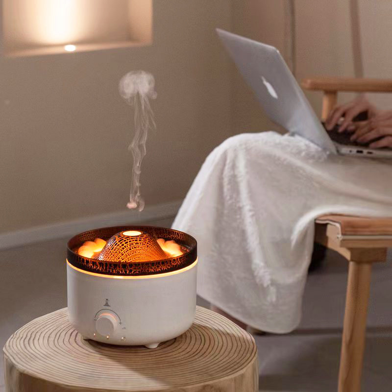 7 Colors Fire Flame Air Humidifier With 560ml Capacity And 30-50ml/h Mist Output