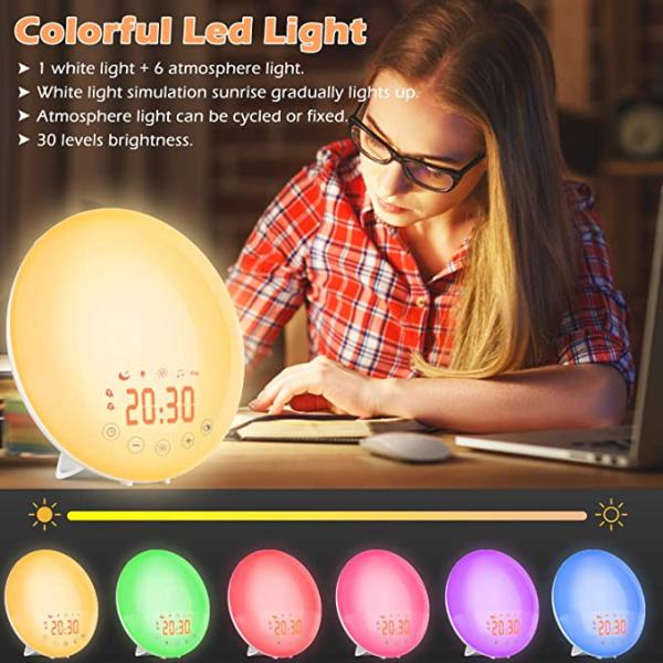 Amazon Alex Google Assistant Home Sunrise Alarm Clock / Sun Lamp Alarm Clock