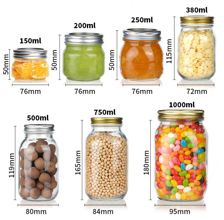Hot Sale Large 500ml 1000ml Glass Spices Jar with Lids