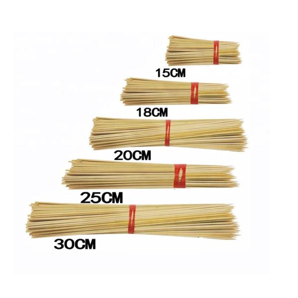 Quality Biodegradable 40cm Bamboo Barbecue Skewers Round Kebab Bbq for sale
