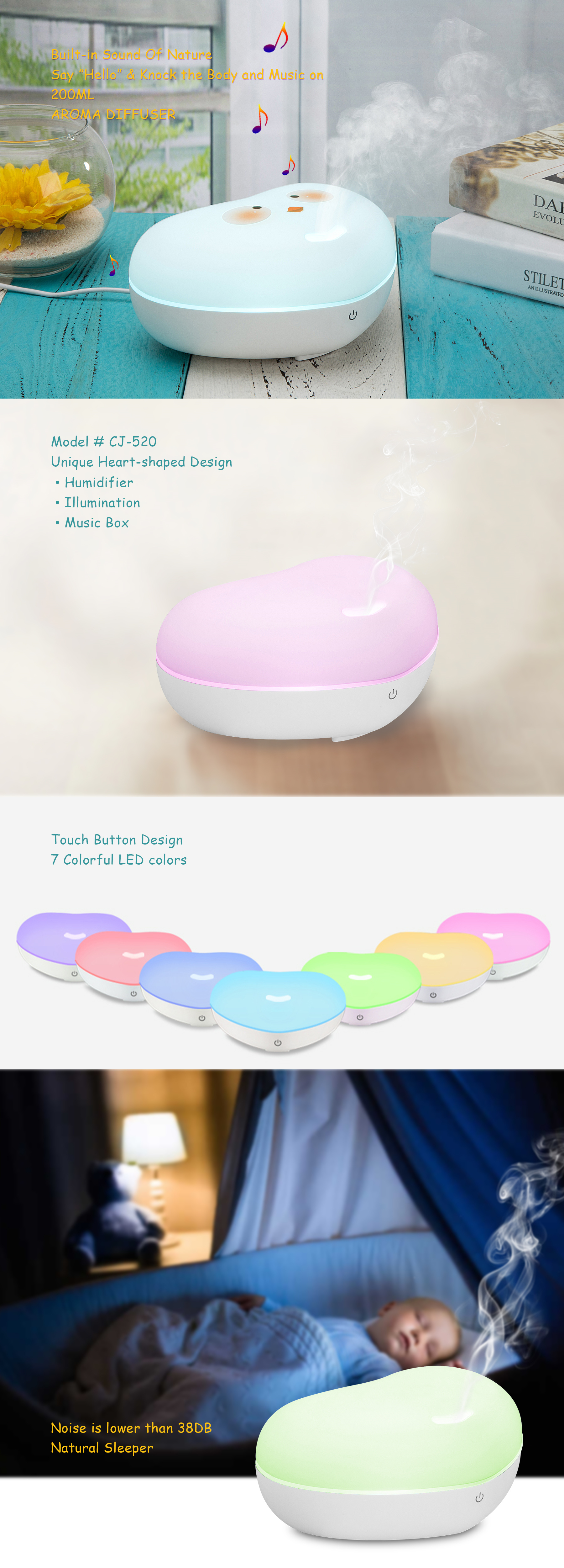 Soothing Sleep Built In Natural Voice 200ml Humidifier Aroma Diffuser