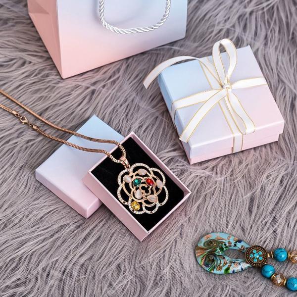 Deluxe Style Rigid Black Cardboard Necklace Packaging Paper Box