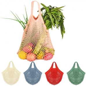 China Net Cotton String Shopping Bag Reusable Mesh Market Tote Organizer Portable For Grocery Storage Beach Toys Fruit Vegetable on sale