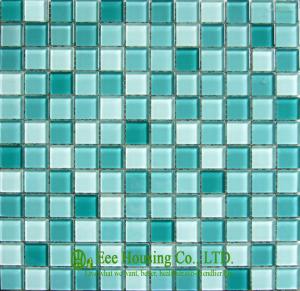 China Seagreen Bathroom and Swimming Pool Crystal Glass Mosaic Tile, Mixed Color Mosaic Tile on sale
