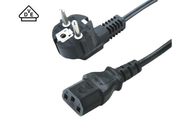 Quality Computer / Monitor European Power Cord Europlug Ce 7 / 7 To C13 Vde Approved for sale
