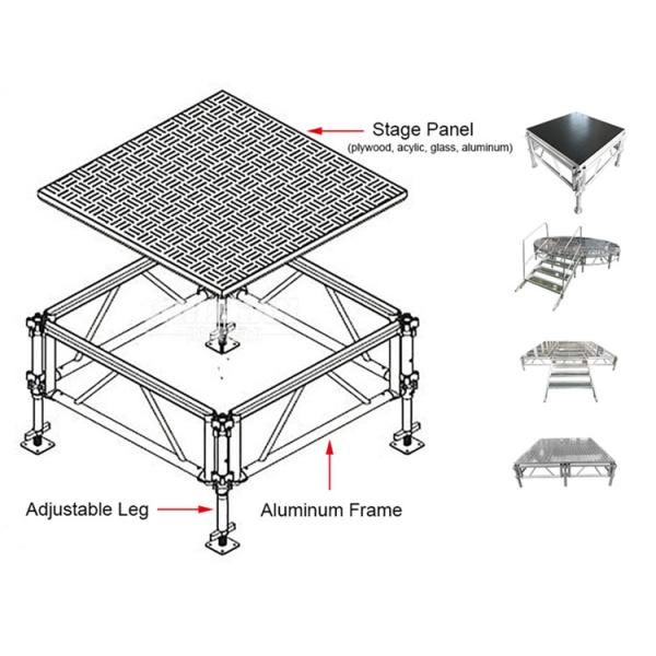 Outdoor Concerts Entertainment Aluminum Stage Platforms Easy Assemble