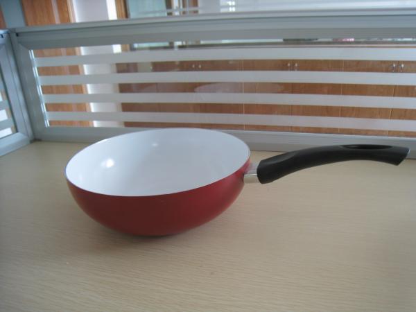 Quality 30cm Red Ceramic Coating Induction Wok Pan , Nonstick Stamped Woks for sale