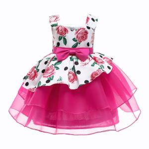 Buy cheap White Formal Dress Girls Kinder Kleider Rose Print Vestidos De Fiesta Sukienki Dla Dzieci Robe Enfant Fille Princess Dre product
