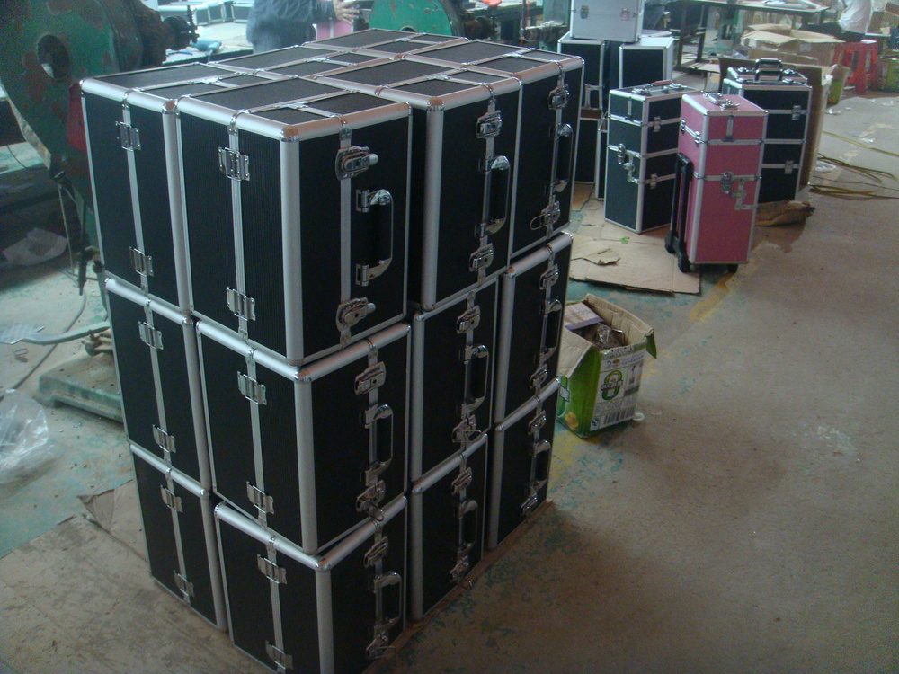 Black Color Aluminium Flight Case With Wheels , Custom Made Flight Case