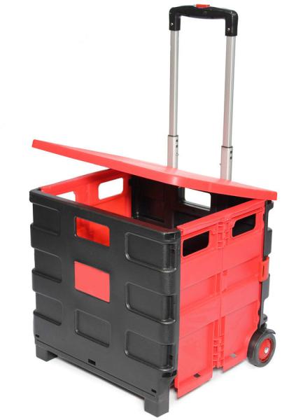 Quality Wheels Rolling Crate - Collapsible Rolling Cart with Lid Folding Teacher Rolling Box Carrier with Handle Shopping for sale