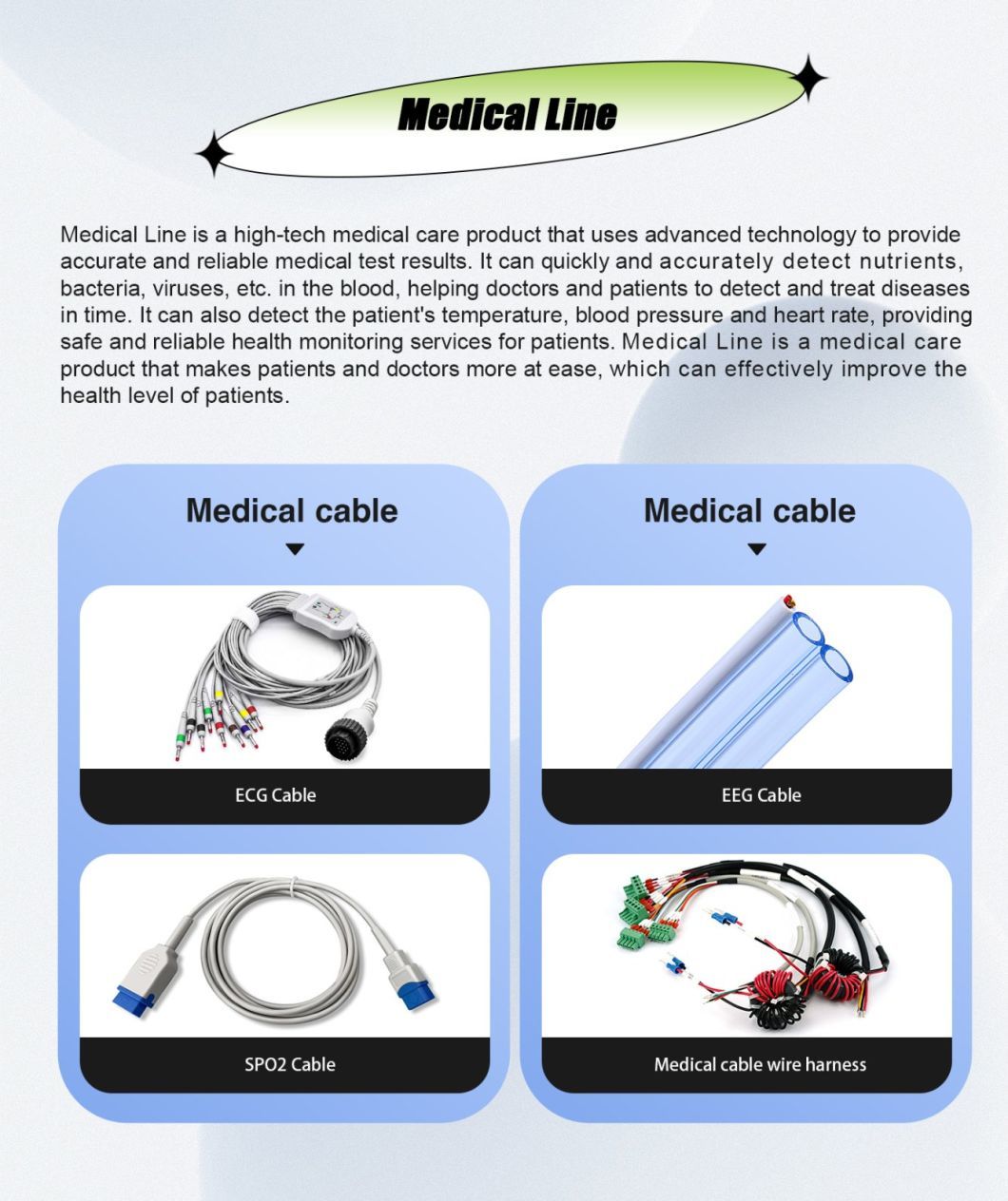CE ISO Certificated 3/5 ECG Lead ECG Cables for Rainbow Patient Monitor