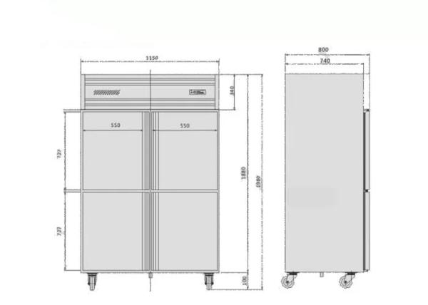 Quality Embraco Compressor SS304 1150mm Catering Refrigeration Equipment for sale