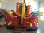 Colorful CE Inflatable Forest Shuttle Bus Dry Slide 0.55mm Plato PVC pirate ship