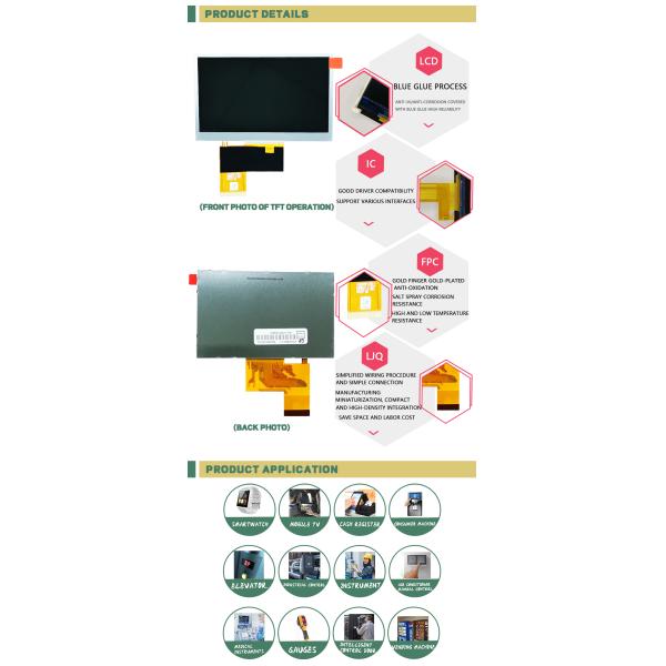 480*272 Anti Glare TFT LCD Displays For Industrial Or Game Console