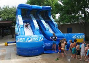China Professional Inflatable Double Water Slide With Splash Pool Three Year Warranty on sale