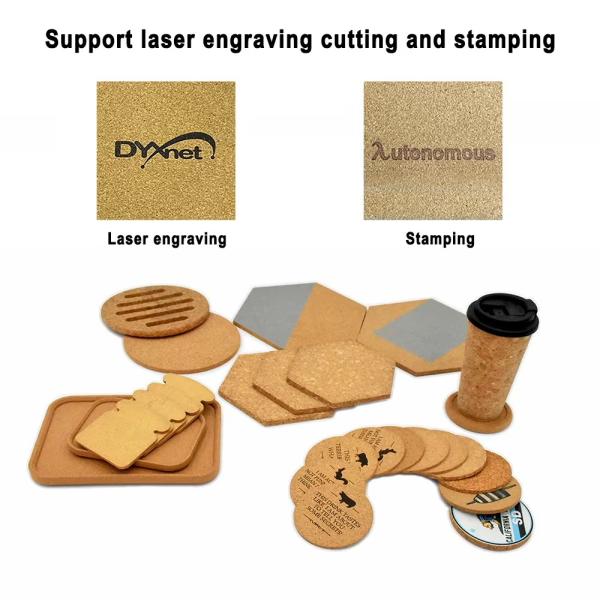 Natural Round Laser Engraved Cork Coasters Basswood For Drinks
