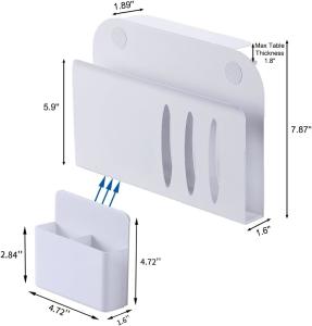 Desk Side Storage Hanging Desk Organizer White Document Shelf for Office and Home