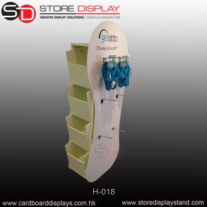 customize corrugated POP hanging hook floor display with trays