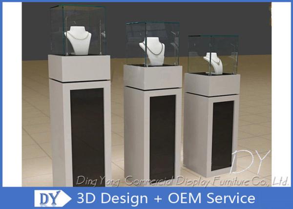 Quality Square Matte Black White Wooden Display Plinth With Small Cabinet for sale