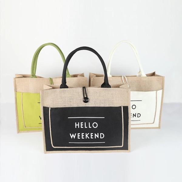 Quality OEM Customized Printing Waterproof Reusable Jute Tote Bags for sale