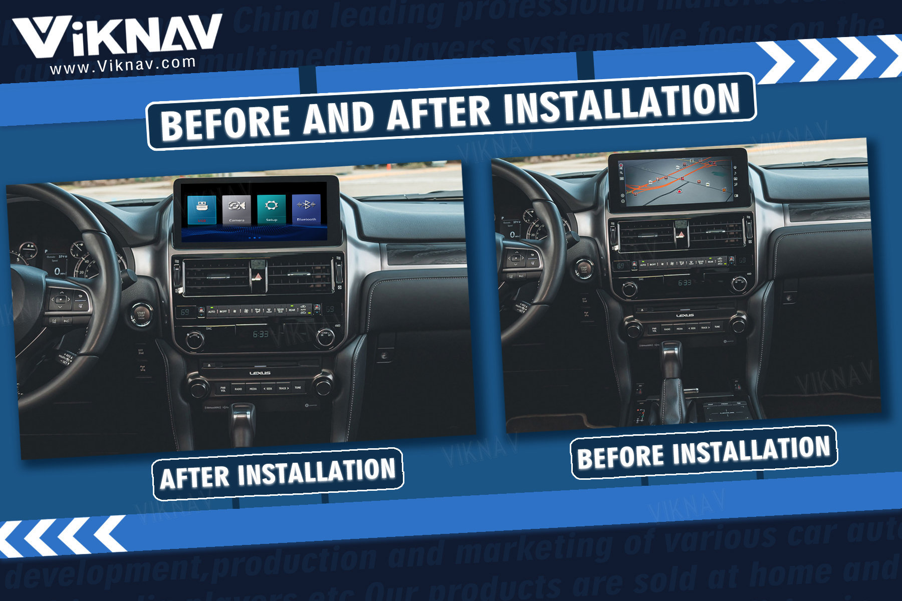 Viknav Fit For Original Car Screen Linux System For Lexus GX 2022 2023 Wireless Apple CarPlay Android Auto