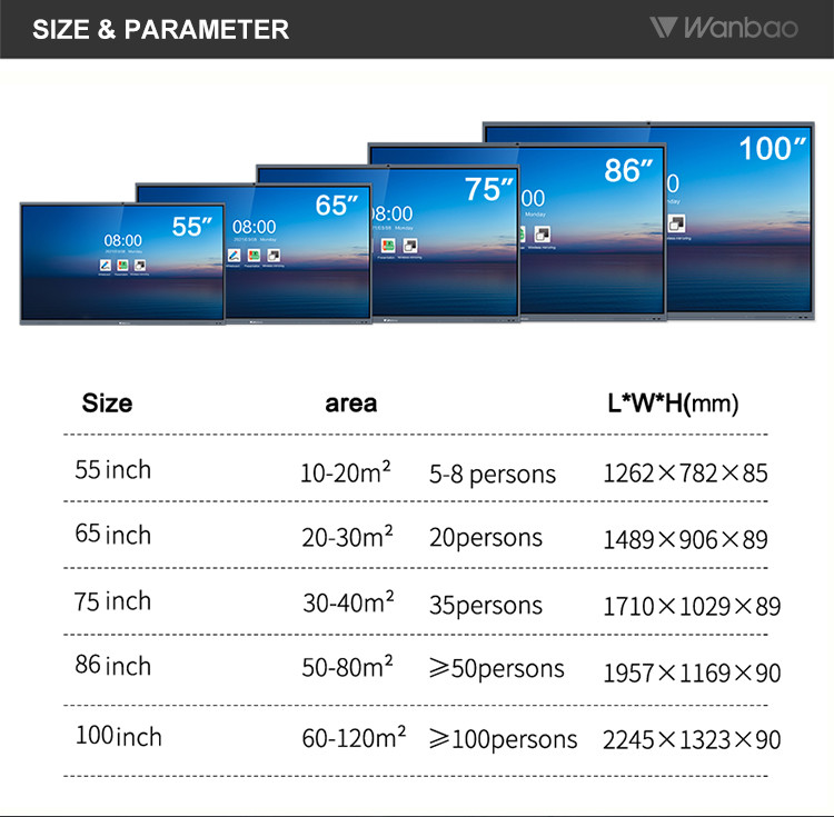 100'' Digital Interactive Board Smart Digital IR Whiteboard Interactive Display Stand For Meeting