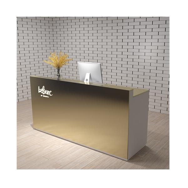 Quality OEM Reception Desk Table with Drawers and Cabinets Made of E1 MDF/MFC Melamine Board for sale