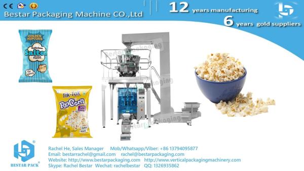Quality Automatic popcorn packing machine with multi heads weigher for sale