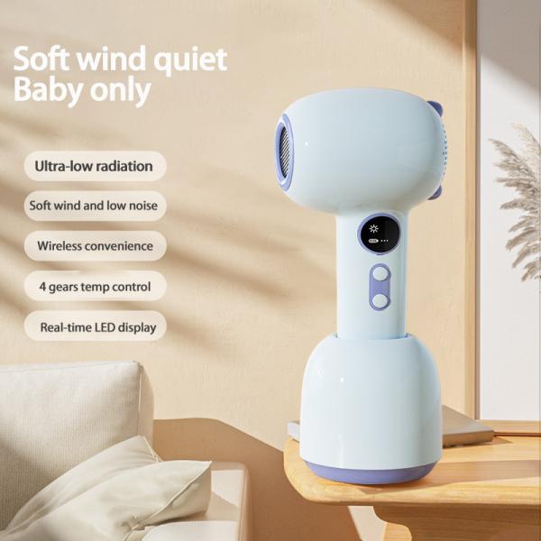 Quality Yellow / Blue Wireless Baby Hair Dryer Featuring Real-Time Temperature Display And ABS for sale