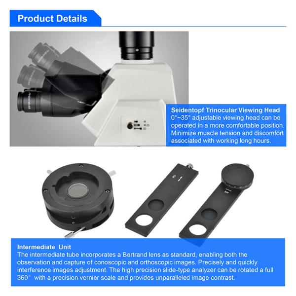 OPTO-EDU A15.1091-T plm polarized light microscopy Manual Transmit 12V 100W Halogen Semi APO ECO