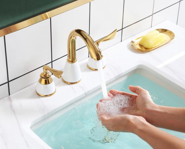 Quality Two Handle OEM Three Hole Retro Bathroom Sink Faucets for sale