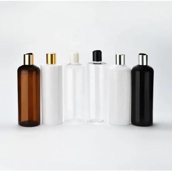 PET Plastic Shampoo Bottle With Gold Black White Disc Top Cap Customized