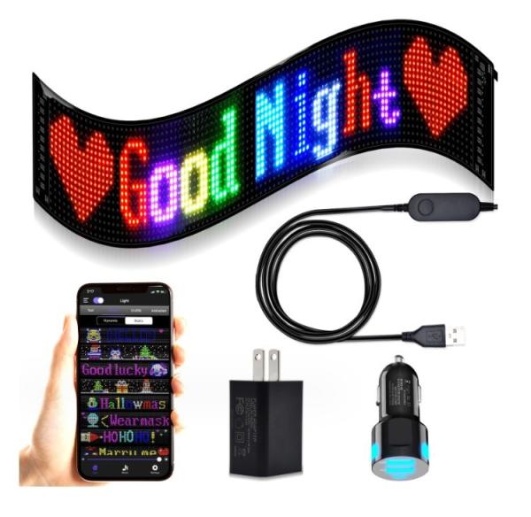 Quality Outdoor Led Screen Waterproof Full Color Flexible Scrolling Flexible Car Led Light Sign Board Mobile Phone App Control Indoor for sale