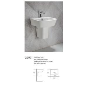 Ceramic Bathroom Sanitary Ware Wall Hung Semi Ped Basin Sink For Hand Washing