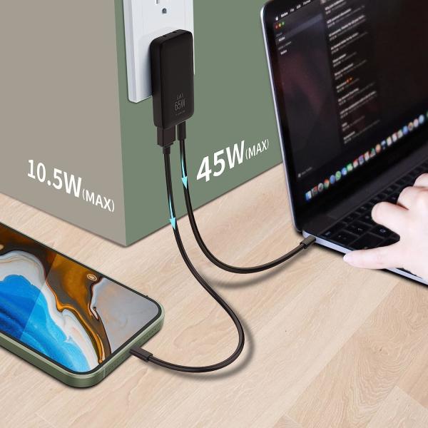 USB Type C PD Wall GaN Fast Charger 65W US UK Plug Power Adapter QC 3.0 Foldable