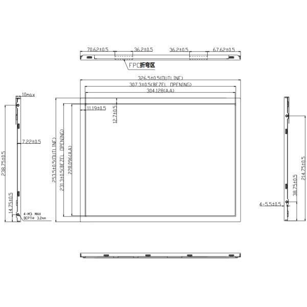 HM150X01-N01 BOE Ips Tft Lcd Display 15 Inch 1024x768 Dots
