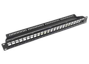 Buy cheap RJ45 Network Patch Panel 24 Port 1U Keystone C5 / C5E C6 With Mangement Bar product