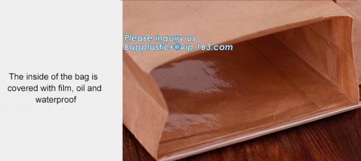 Custom Printing Recycled Brown Kraft Paper Bags,Custom Printed Factory Glassine Paper Bread Small Brown Bag, bagease