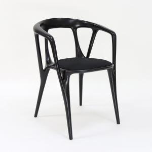 Buy cheap 2024 Vintage Nitrolacquer Finish Wooden Artistic Customized Furniture Fabric Upholstery Dining Chair for Restaurant product
