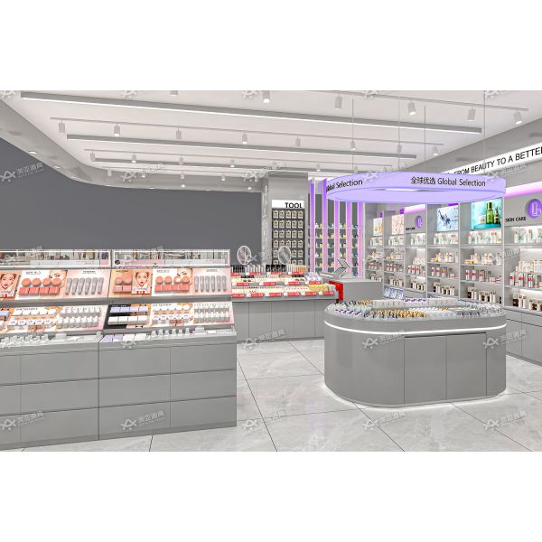 BKC002 Customized Store Display Furniture Gray mall kiosk perfume beautiful cosmetic kiosk for shop design