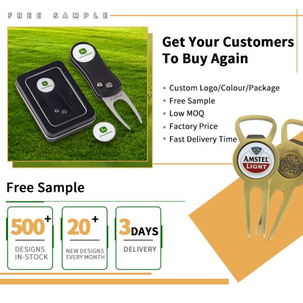 Switchblade Pitchfork Pop Up Button Golf Ball Marker Accessories Foldable Sublimation Metal Zinc Alloy Divot Repair Tool