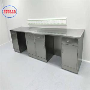 China Silver Stainless Steel Lab Bench with 2 Cabinets and As Drawing Number of Legs on sale