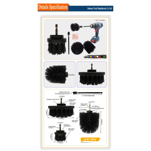4pcs Black Extended Long Scrubber Cleaning Brush For Shower Tile Bathroom