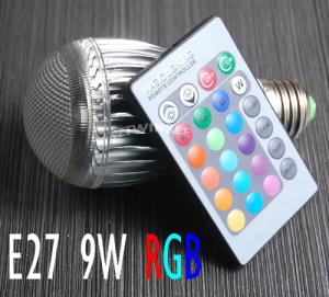 China TOPIN 9W E27 16 Color Change RGB LED Light Bulb Lamp AC85-265V+IR Remote Control on sale