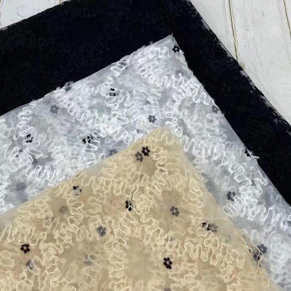 Quality Embroidered Mesh Textile 3D Gauze Wrinkle Tulle Lace Net Fabric Soft for sale